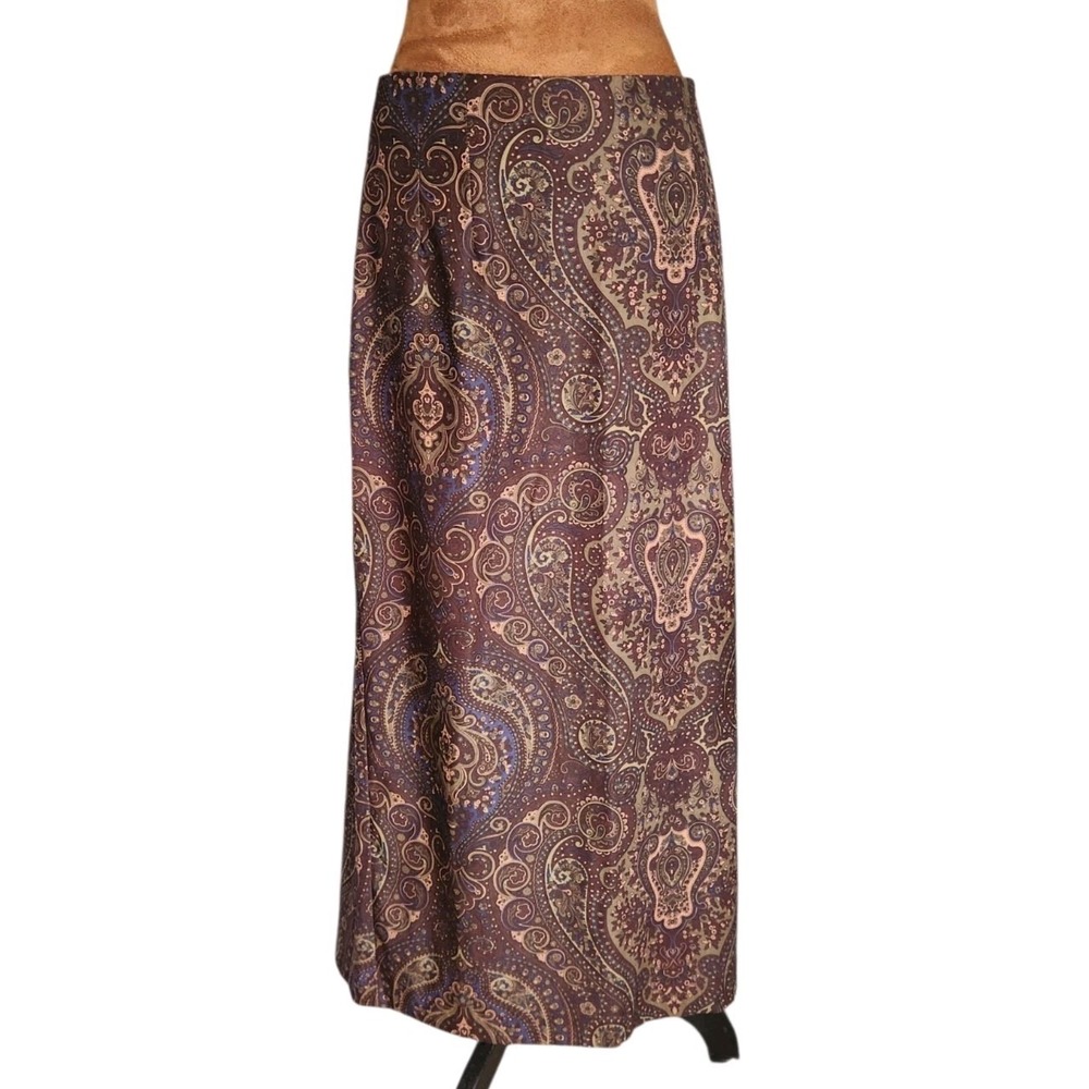 Vintage Briggs Paisley Skirt Size 10 USA Made 90s Midi Office Workwear